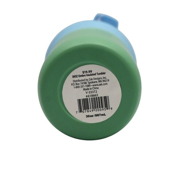 Zak! 30Oz Ombre Insulated Tumbler With Straw Blue & Green - Picture 5 of 5